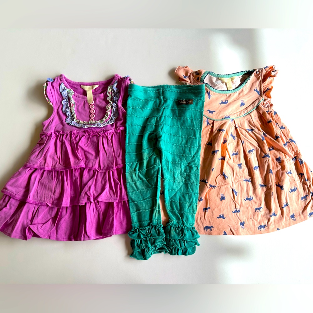 Matilda Jane dress lot 2 dresses + ruffle leggings size 2